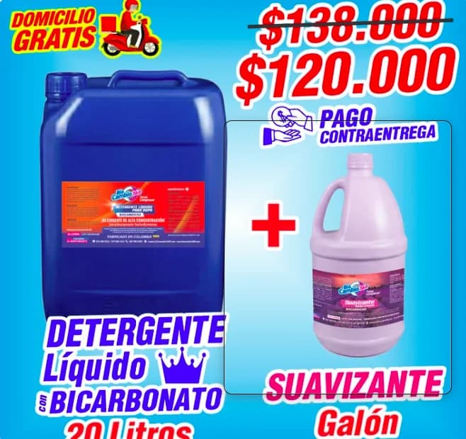 Combo Detergente Ropa 20L + Suavizante 1 Galón